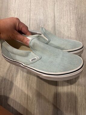 Vans Slip-On Canvas Loafers in Pale Blue